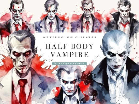 Download Watercolor Half Body Vampire Clipart - Premium Resources