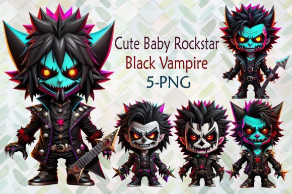 Download Cute Baby Rockstar Black Vampire Clipart - Premium Bundle